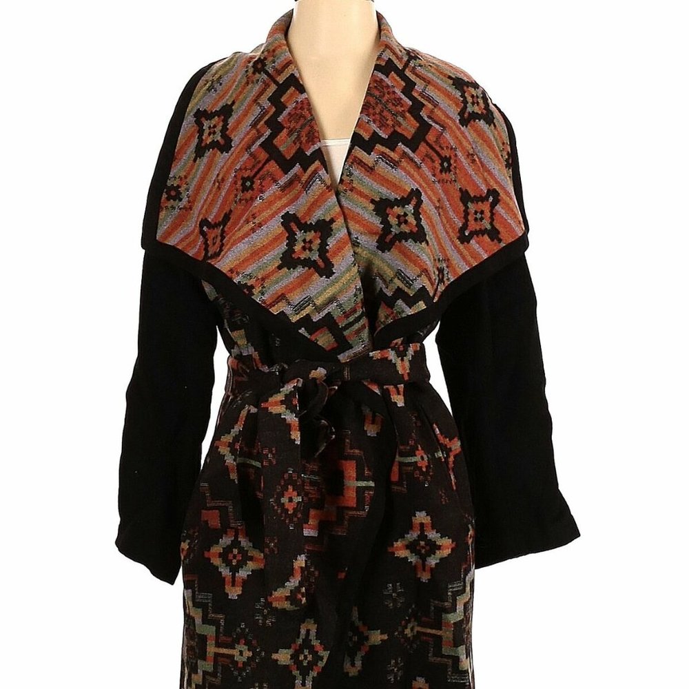 Pendleton Wrap Blanket Coat Cardigan Coatigan Shawl Collar 100% Wool Made in US